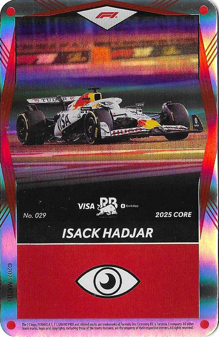 #029 Isack Hadjar (Racing Bulls) - RED FOIL PARALLEL - Mattel 2025 Core Edition UNO Elite F1/Formula 1