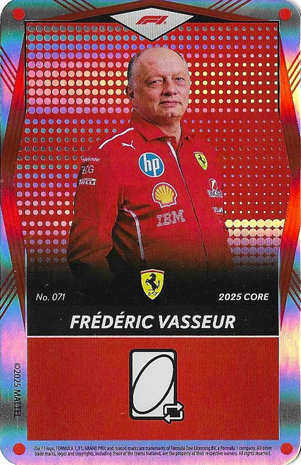 #071 Frederic Vasseur (Ferrari) - RED FOIL PARALLEL - Mattel 2025 Core Edition UNO Elite F1/Formula 1