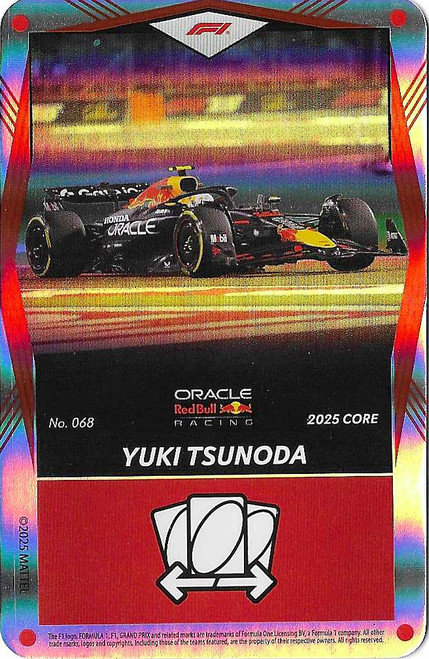 #068 Yuki Tsunoda (Red Bull) - RED FOIL PARALLEL - Mattel 2025 Core Edition UNO Elite F1/Formula 1
