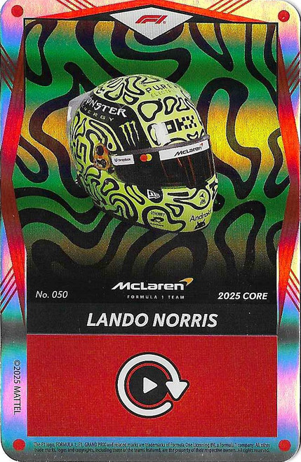 #050 Lando Norris (McLaren) - RED FOIL PARALLEL - Mattel 2025 Core Edition UNO Elite F1/Formula 1