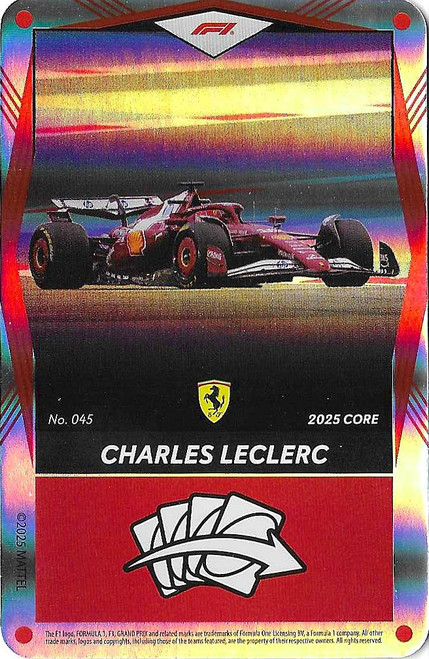 #045 Charles Leclerc (Ferrari) - RED FOIL PARALLEL - Mattel 2025 Core Edition UNO Elite F1/Formula 1