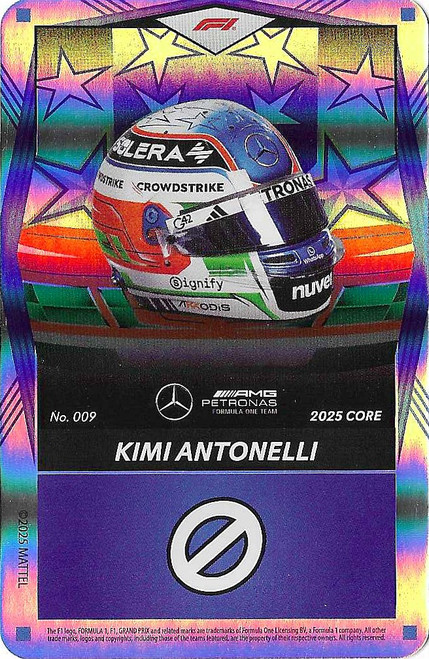 #009 Kimi Antonelli (Mercedes) - BLUE FOIL PARALLEL - Mattel 2025 Core Edition UNO Elite F1/Formula 1