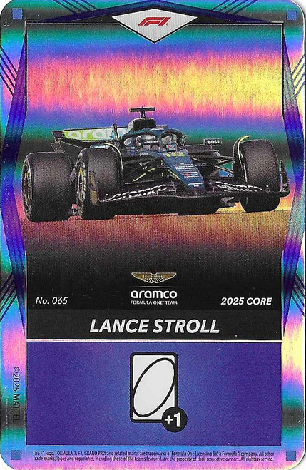 #065 Lance Stroll (Aston Martin) - BLUE FOIL PARALLEL - Mattel 2025 Core Edition UNO Elite F1/Formula 1