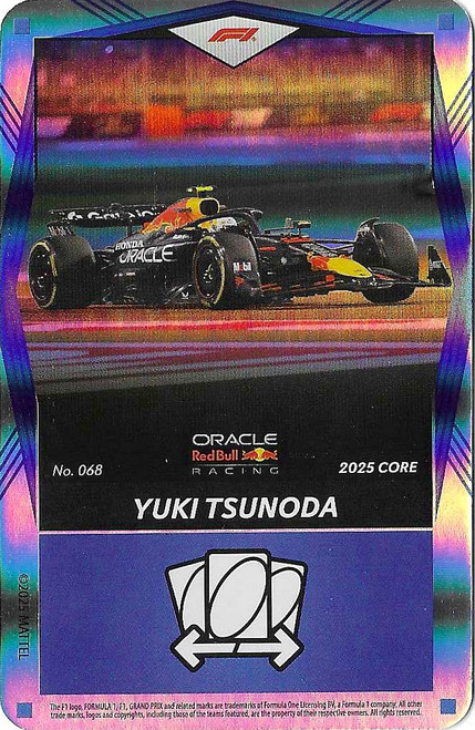 #068 Yuki Tsunoda (Red Bull) - BLUE FOIL PARALLEL - Mattel 2025 Core Edition UNO Elite F1/Formula 1