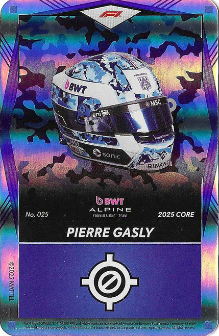 #025 Pierre Gasly (Alpine) - BLUE FOIL PARALLEL - Mattel 2025 Core Edition UNO Elite F1/Formula 1