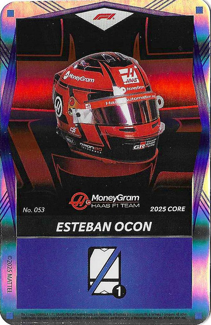 #053 Esteban Ocon (Haas) - BLUE FOIL PARALLEL - Mattel 2025 Core Edition UNO Elite F1/Formula 1