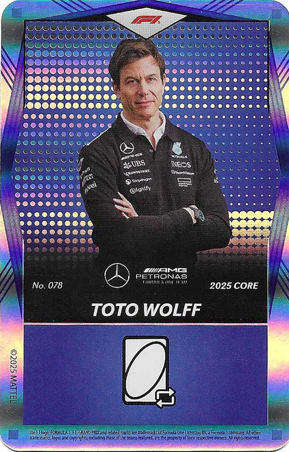 #078 Toto Wolff (Mercedes) - BLUE FOIL PARALLEL - Mattel 2025 Core Edition UNO Elite F1/Formula 1