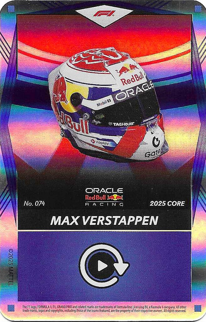 #074 Max Verstappen (Red Bull) - BLUE FOIL PARALLEL - Mattel 2025 Core Edition UNO Elite F1/Formula 1