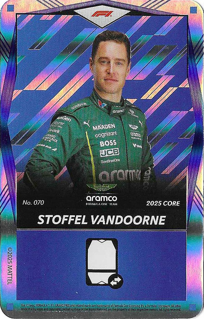 #070 Stoffel Vandoorne (Aston Martin) - BLUE FOIL PARALLEL - Mattel 2025 Core Edition UNO Elite F1/Formula 1