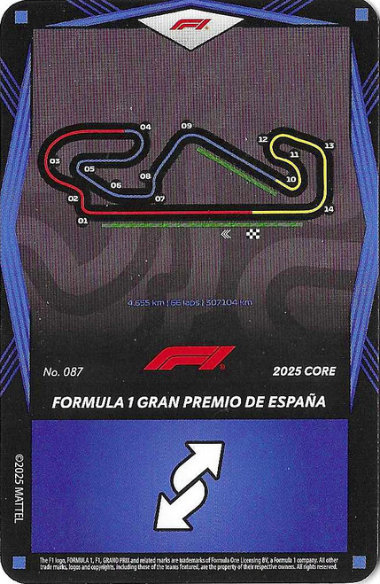 #087 Formula 1 Gran Premio De Espana - BLUE BASE - Mattel 2025 Core Edition UNO Elite F1/Formula 1