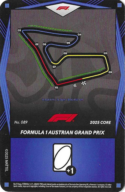 #089 Formula 1 Austrian Grand Prix - BLUE BASE - Mattel 2025 Core Edition UNO Elite F1/Formula 1