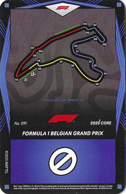 #091 Formula 1 Belgian Grand Prix - BLUE BASE - Mattel 2025 Core Edition UNO Elite F1/Formula 1