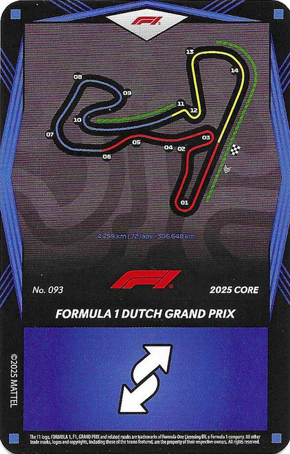 #093 Formula 1 Dutch Grand Prix - BLUE BASE - Mattel 2025 Core Edition UNO Elite F1/Formula 1