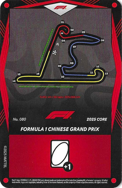 #080 Formula 1 Chinese Grand Prix - RED BASE - Mattel 2025 Core Edition UNO Elite F1/Formula 1
