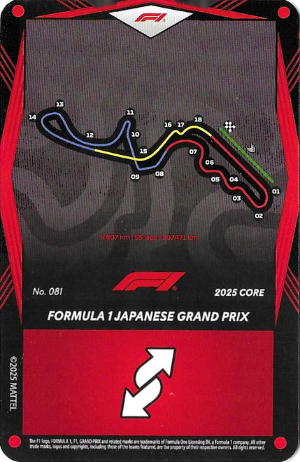 #081 Formula 1 Japanese Grand Prix - RED BASE - Mattel 2025 Core Edition UNO Elite F1/Formula 1