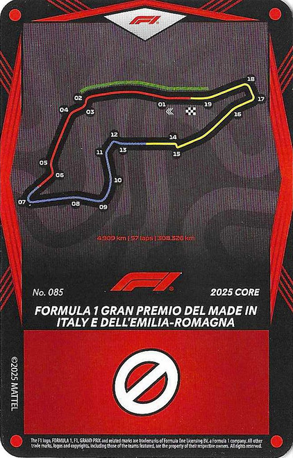 #085 Formula 1 Gran Premio Del Made In Italy E Dell'Emilia-Romagna - RED BASE - Mattel 2025 Core Edition UNO Elite F1/Formula 1