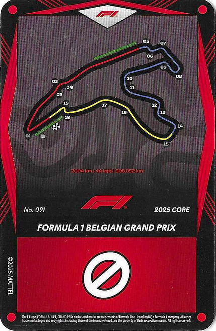 #091 Formula 1 Belgian Grand Prix - RED BASE - Mattel 2025 Core Edition UNO Elite F1/Formula 1