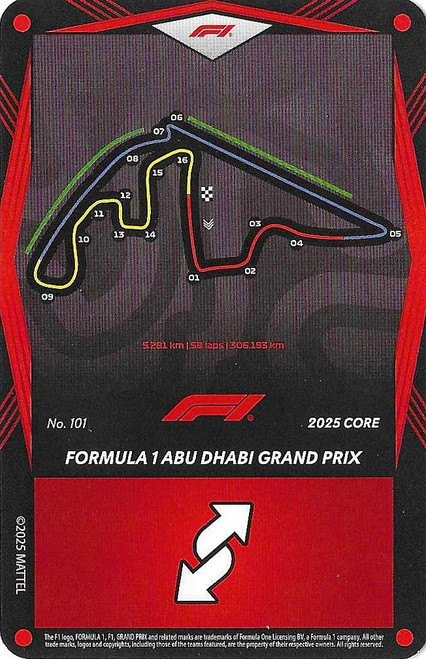#101 Formula 1 Abu Dhabi Grand Prix - RED BASE - Mattel 2025 Core Edition UNO Elite F1/Formula 1