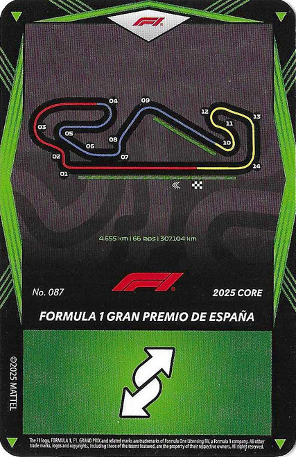 #087 Formula 1 Gran Premio De Espana - GREEN BASE - Mattel 2025 Core Edition UNO Elite F1/Formula 1