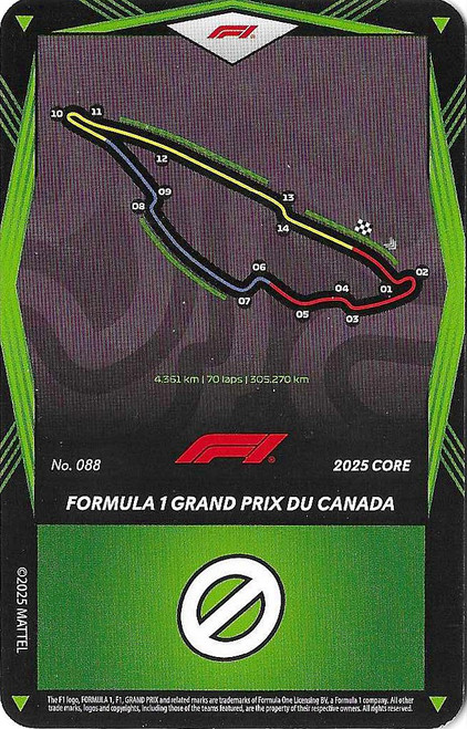 #088 Formula 1 Grand Prix Du Canada - GREEN BASE - Mattel 2025 Core Edition UNO Elite F1/Formula 1