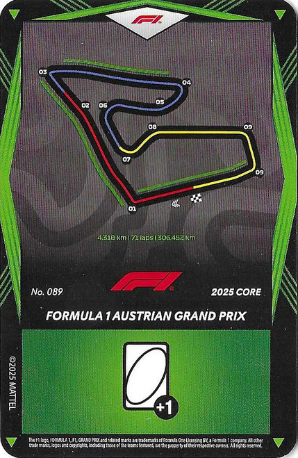 #089 Formula 1 Austrian Grand Prix - GREEN BASE - Mattel 2025 Core Edition UNO Elite F1/Formula 1