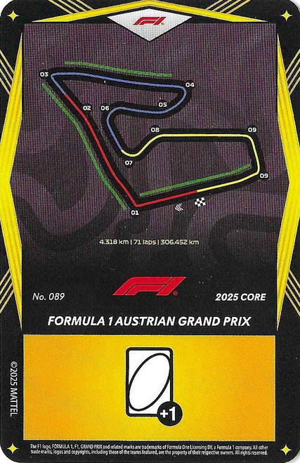 #089 Formula 1 Austrian Grand Prix - YELLOW BASE - Mattel 2025 Core Edition UNO Elite F1/Formula 1