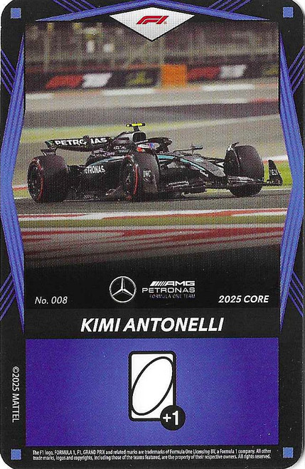 #008 Kimi Antonelli (Mercedes) - BLUE BASE - Mattel 2025 Core Edition UNO Elite F1/Formula 1