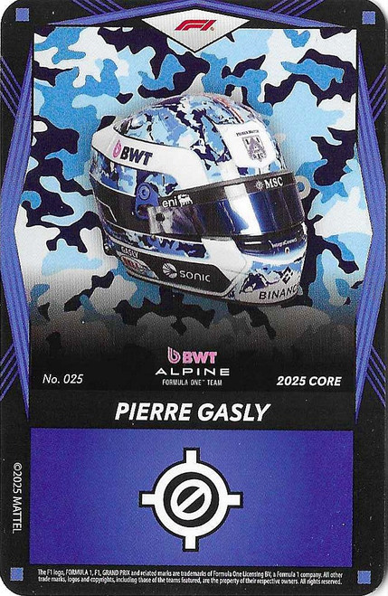 #025 Pierre Gasly (Alpine) - BLUE BASE - Mattel 2025 Core Edition UNO Elite F1/Formula 1