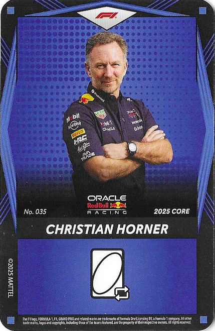 #035 Christian Horner (Red Bull) - BLUE BASE - Mattel 2025 Core Edition UNO Elite F1/Formula 1