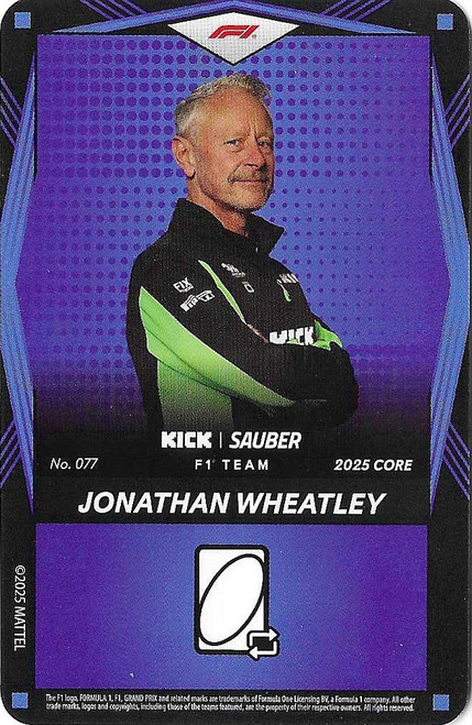 #077 Jonathan Wheatley (Sauber) - BLUE BASE - Mattel 2025 Core Edition UNO Elite F1/Formula 1