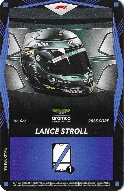 #066 Lance Stroll (Aston Martin) - BLUE BASE - Mattel 2025 Core Edition UNO Elite F1/Formula 1
