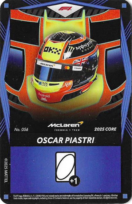 #056 Oscar Piastri (McLaren) - BLUE BASE - Mattel 2025 Core Edition UNO Elite F1/Formula 1