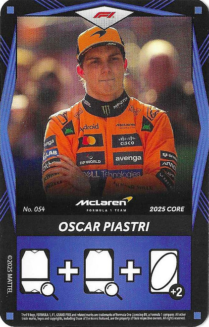 #054 Oscar Piastri (McLaren) - BLUE BASE - Mattel 2025 Core Edition UNO Elite F1/Formula 1