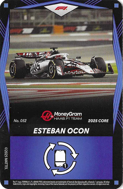 #052 Esteban Ocon (Haas) - BLUE BASE - Mattel 2025 Core Edition UNO Elite F1/Formula 1