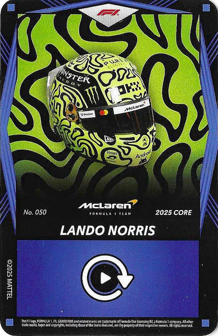 #050 Lando Norris (McLaren) - BLUE BASE - Mattel 2025 Core Edition UNO Elite F1/Formula 1