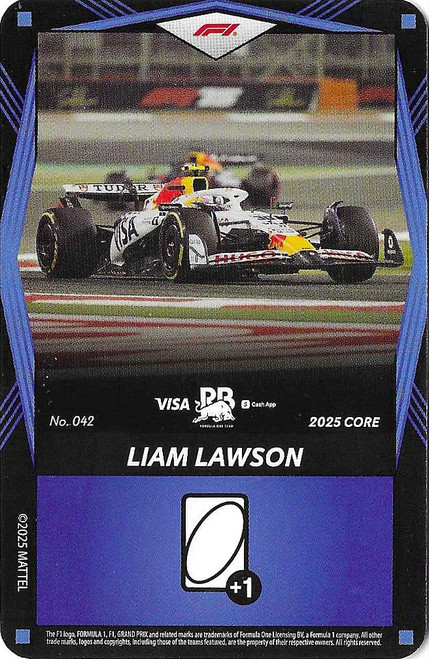 #042 Liam Lawson (Racing Bulls) - BLUE BASE - Mattel 2025 Core Edition UNO Elite F1/Formula 1