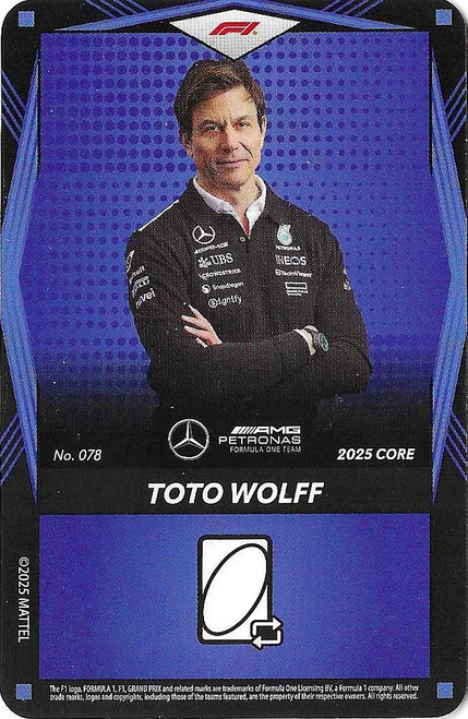 #078 Toto Wolff (Mercedes) - BLUE BASE - Mattel 2025 Core Edition UNO Elite F1/Formula 1