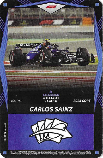 #061 Carlos Sainz (Williams) - BLUE BASE - Mattel 2025 Core Edition UNO Elite F1/Formula 1