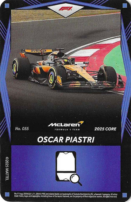 #055 Oscar Piastri (McLaren) - BLUE BASE - Mattel 2025 Core Edition UNO Elite F1/Formula 1