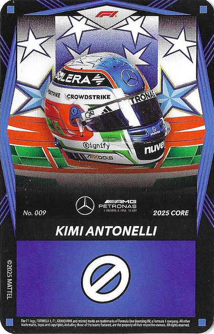 #009 Kimi Antonelli (Mercedes) - BLUE BASE - Mattel 2025 Core Edition UNO Elite F1/Formula 1