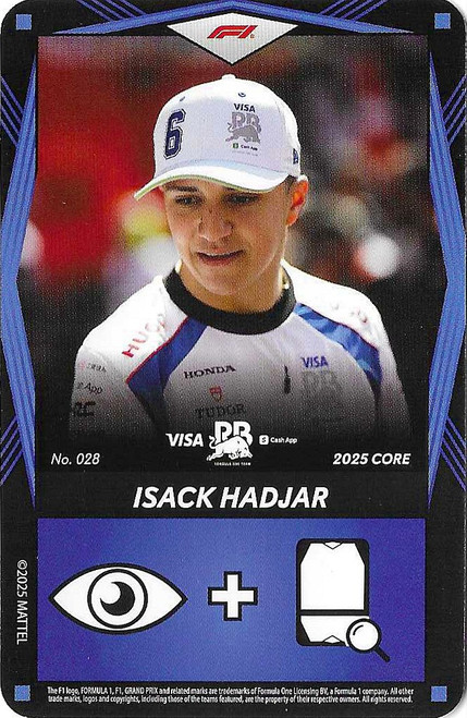 #028 Isack Hadjar (Racing Bulls) - BLUE BASE - Mattel 2025 Core Edition UNO Elite F1/Formula 1