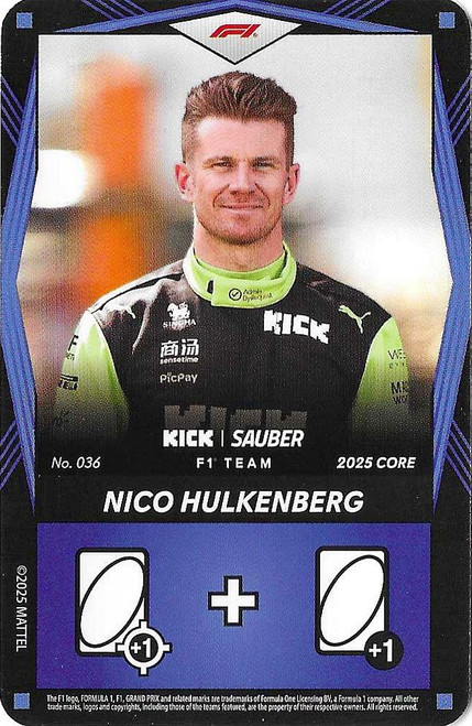 #036 Nico Hulkenberg (Sauber) - BLUE BASE - Mattel 2025 Core Edition UNO Elite F1/Formula 1