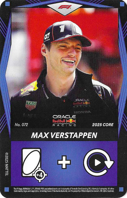 #072 Max Verstappen (Red Bull) - BLUE BASE - Mattel 2025 Core Edition UNO Elite F1/Formula 1
