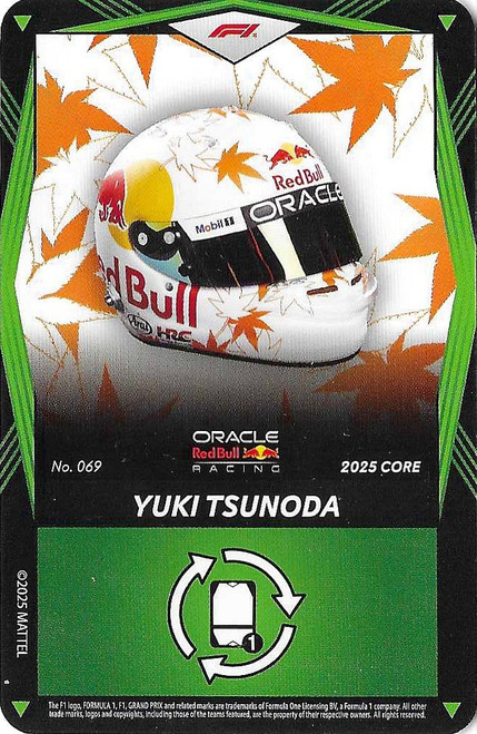 #069 Yuki Tsunoda (Red Bull) - GREEN BASE - Mattel 2025 Core Edition UNO Elite F1/Formula 1