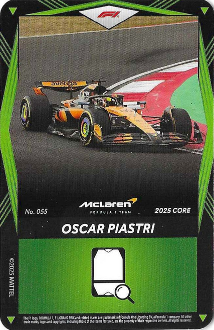 #055 Oscar Piastri (McLaren) - GREEN BASE - Mattel 2025 Core Edition UNO Elite F1/Formula 1