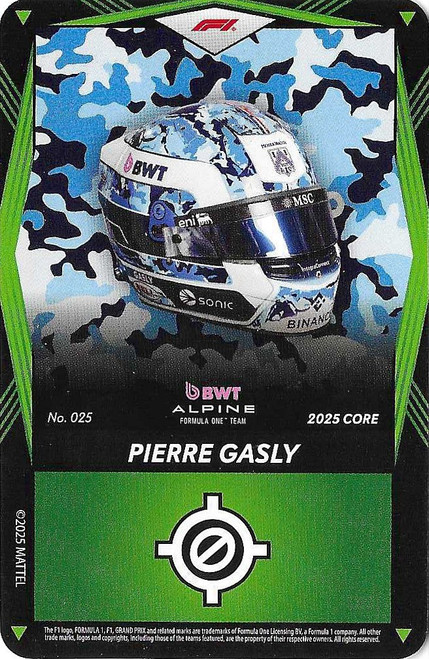 #025 Pierre Gasly (Alpine) - GREEN BASE - Mattel 2025 Core Edition UNO Elite F1/Formula 1