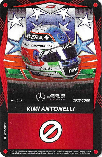 #009 Kimi Antonelli (Mercedes) - RED BASE - Mattel 2025 Core Edition UNO Elite F1/Formula 1
