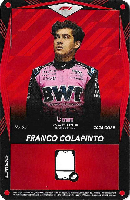 #017 Franco Colapinto (Alpine) - RED BASE - Mattel 2025 Core Edition UNO Elite F1/Formula 1
