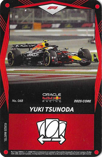 #068 Yuki Tsunoda (Red Bull) - RED BASE - Mattel 2025 Core Edition UNO Elite F1/Formula 1