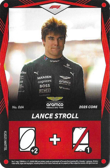 #064 Lance Stroll (Aston Martin) - RED BASE - Mattel 2025 Core Edition UNO Elite F1/Formula 1